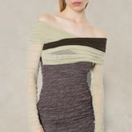 PHILOSOPHY Abito in tulle stretch Longuette Marrone