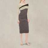 PHILOSOPHY Abito in tulle stretch Longuette Marrone