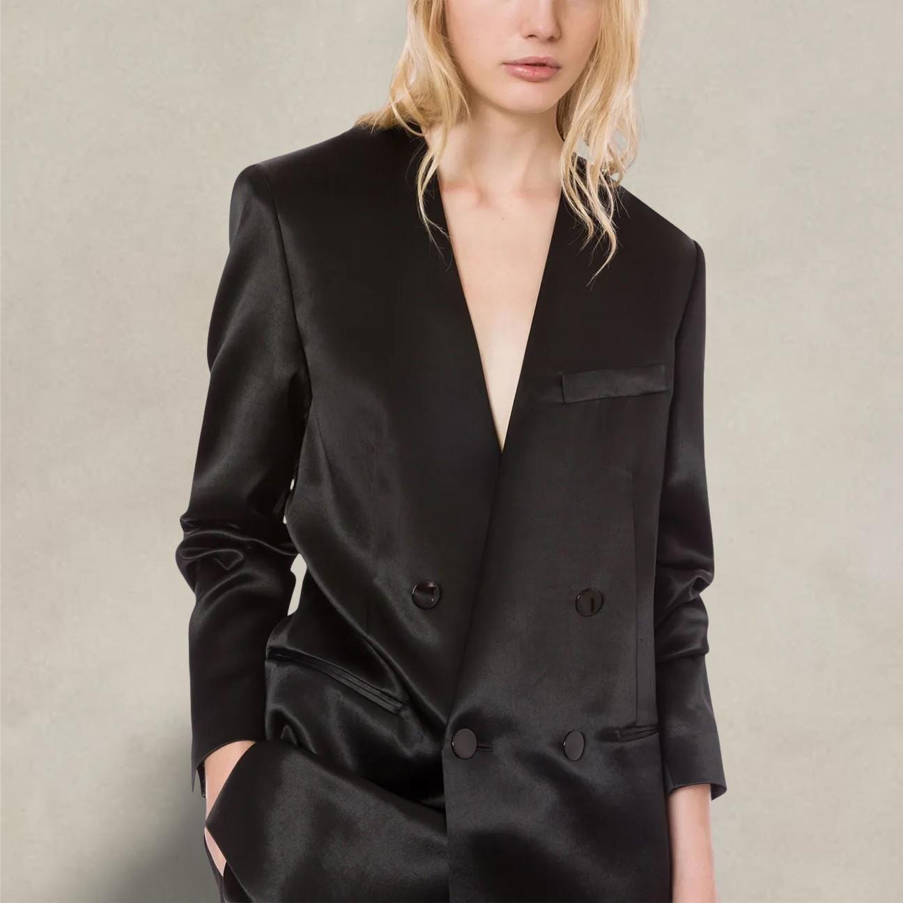 PHILOSOPHY Blazer donna doppiopetto Oversize in Duchesse Nero