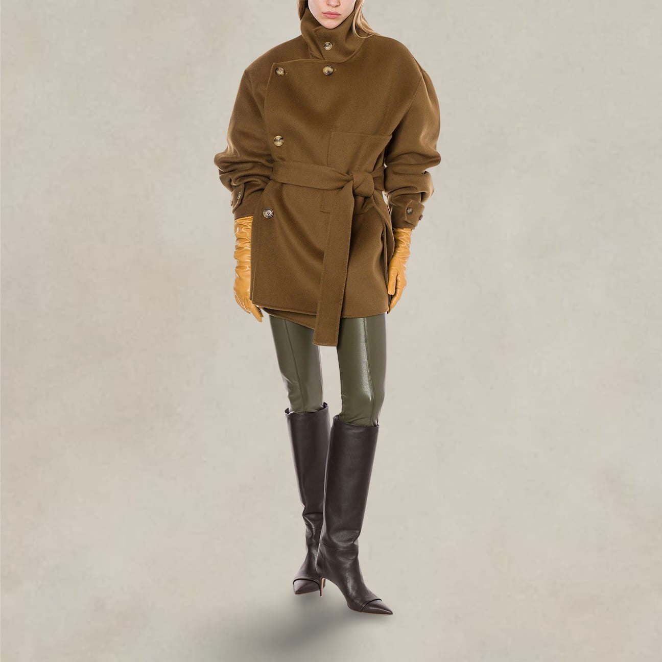 PHILOSOPHY Cappotto midi in panno double Marrone