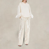 PHILOSOPHY Felpa donna con piume Avorio