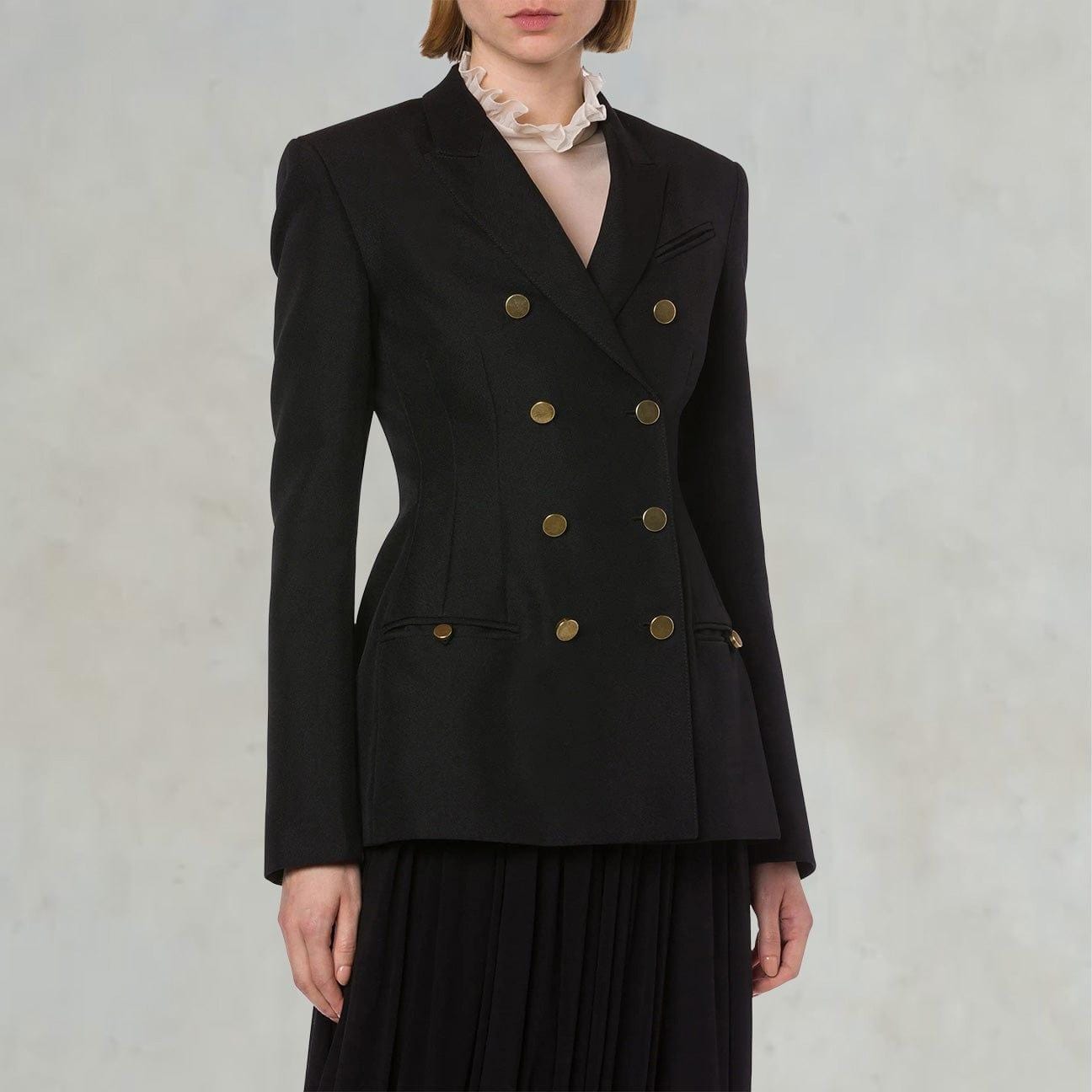 PHILOSOPHY Giacca doppiopetto in tecno grain de Poudre Nero