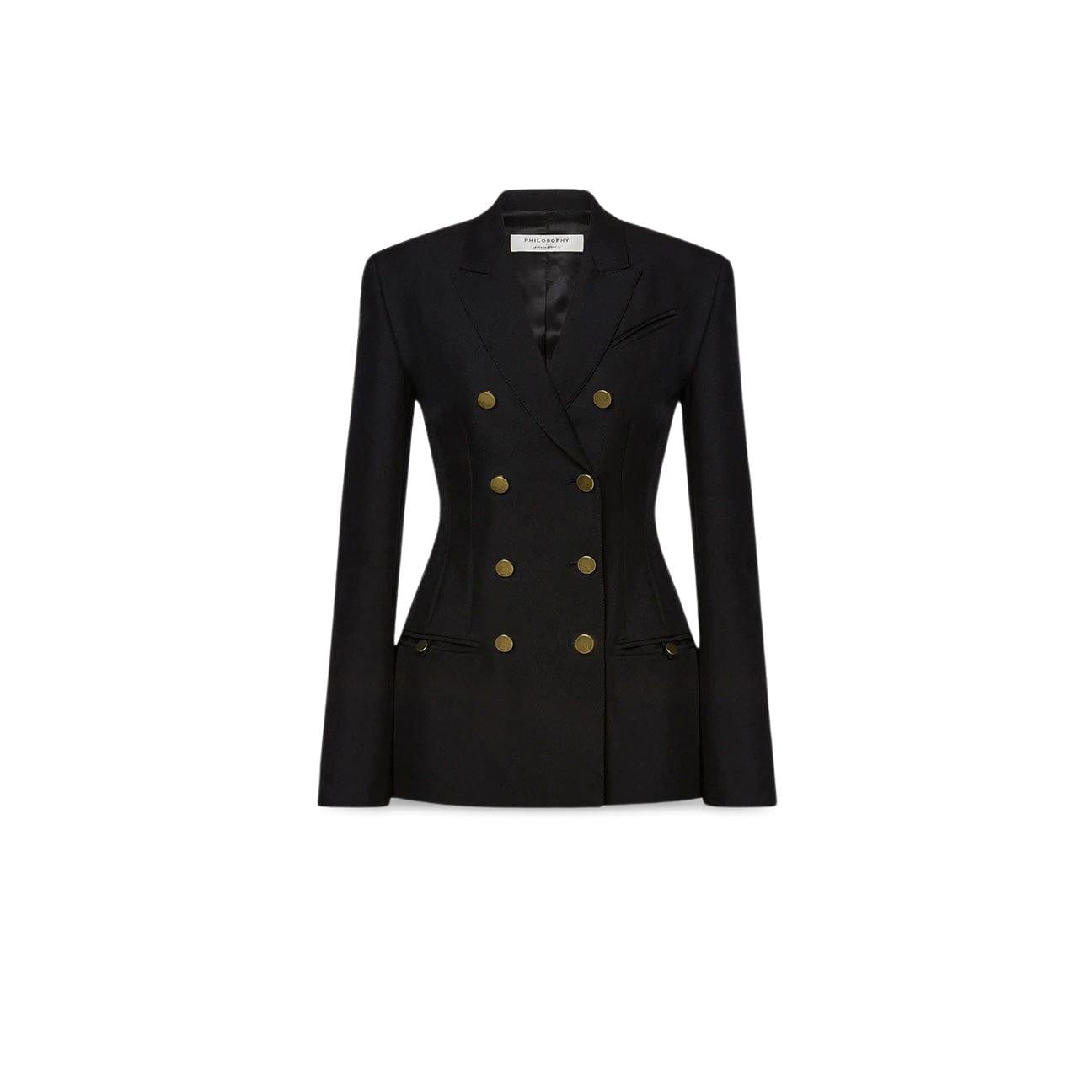 PHILOSOPHY Giacca doppiopetto in tecno grain de Poudre Nero