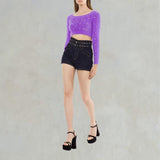 PHILOSOPHY Maglia crop super soft con strass Lilla