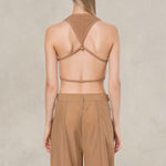 PHILOSOPHY Top a costine con piercing Beige