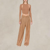 PHILOSOPHY Top a costine con piercing Beige