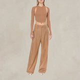 PHILOSOPHY Top a costine con piercing Beige