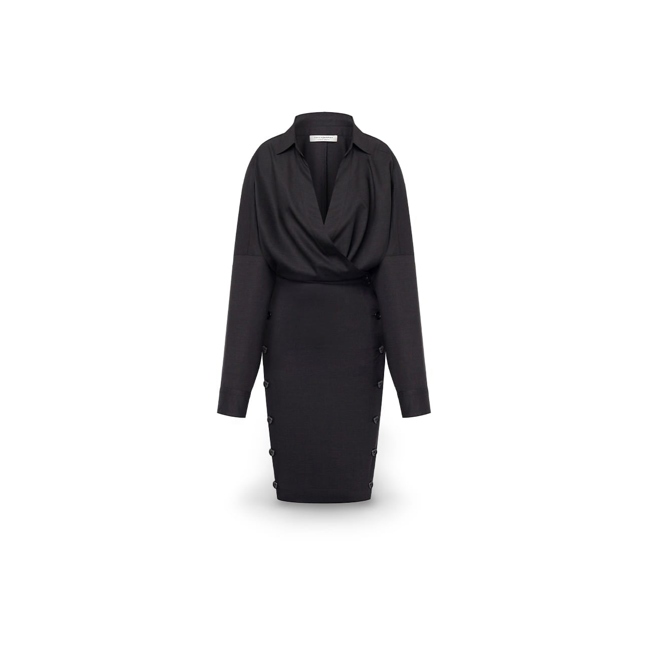 PHILOSOPHY Vestito a portafoglio in tropical wool Grigio