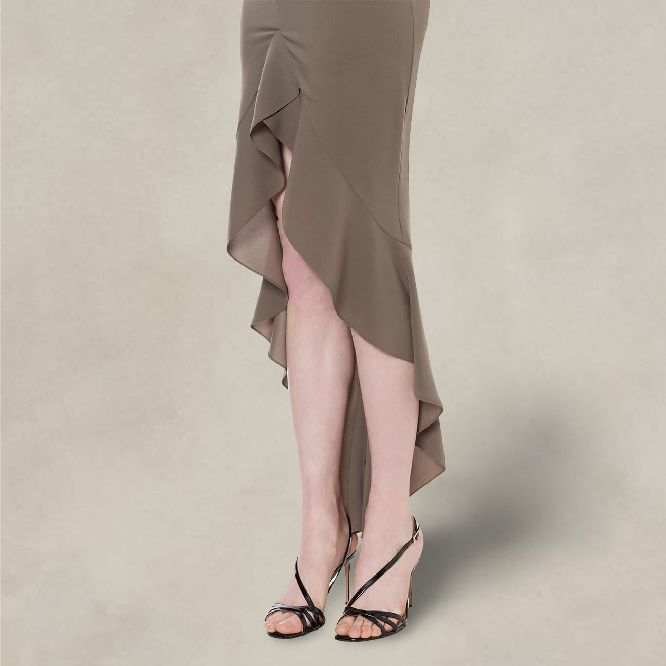 PHILOSOPHY Vestito in light crêpe con ruche Tortora