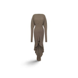 PHILOSOPHY Vestito in light crêpe con ruche Tortora