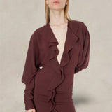 PHILOSOPHY Vestito in light crèpe Marrone