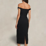 PHILOSOPHY Vestito midi in techno crepe Nero