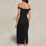 PHILOSOPHY Vestito midi in techno crepe Nero