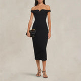 PHILOSOPHY Vestito midi in techno crepe Nero