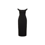 PHILOSOPHY Vestito midi in techno crepe Nero