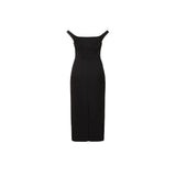 PHILOSOPHY Vestito midi in techno crepe Nero