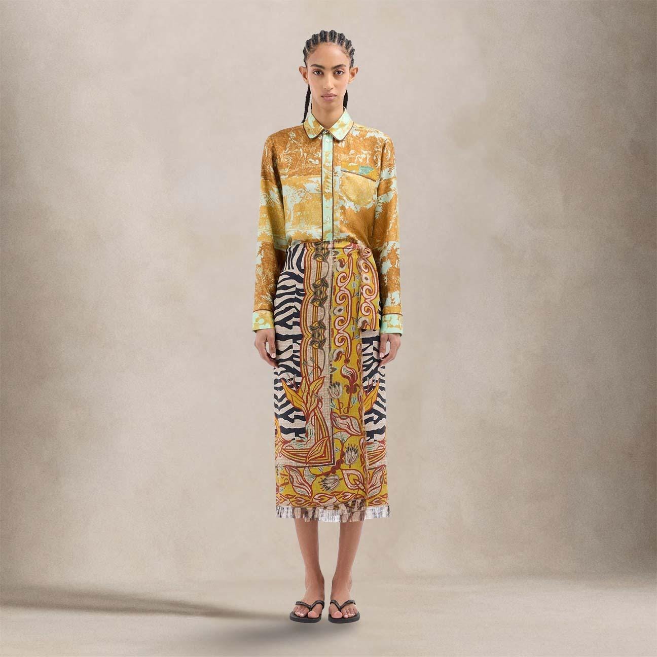 PIERRE LOUIS MASCIA Gonna donna in seta stampa Animalier