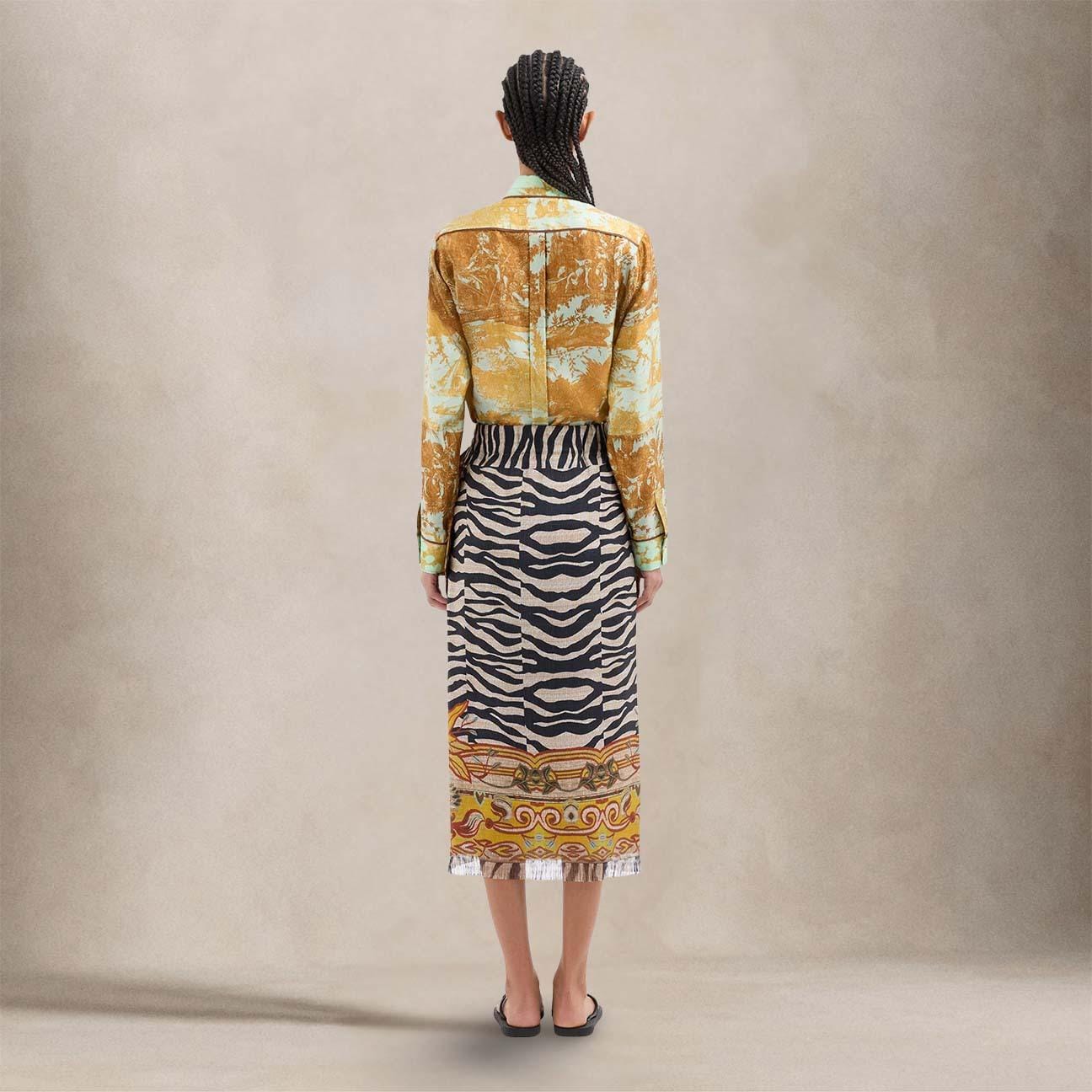 PIERRE LOUIS MASCIA Gonna donna in seta stampa Animalier