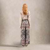 PIERRE LOUIS MASCIA Pantalone donna a palazzo in seta stampa Animalier