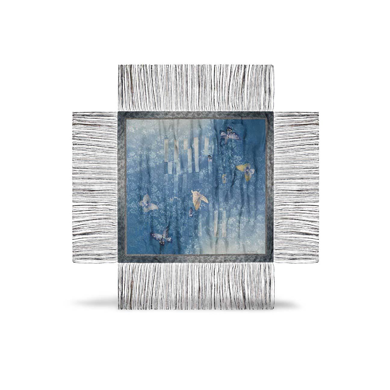 PIERRE LOUIS MASCIA Scialle in seta stampata Multicolor Blue