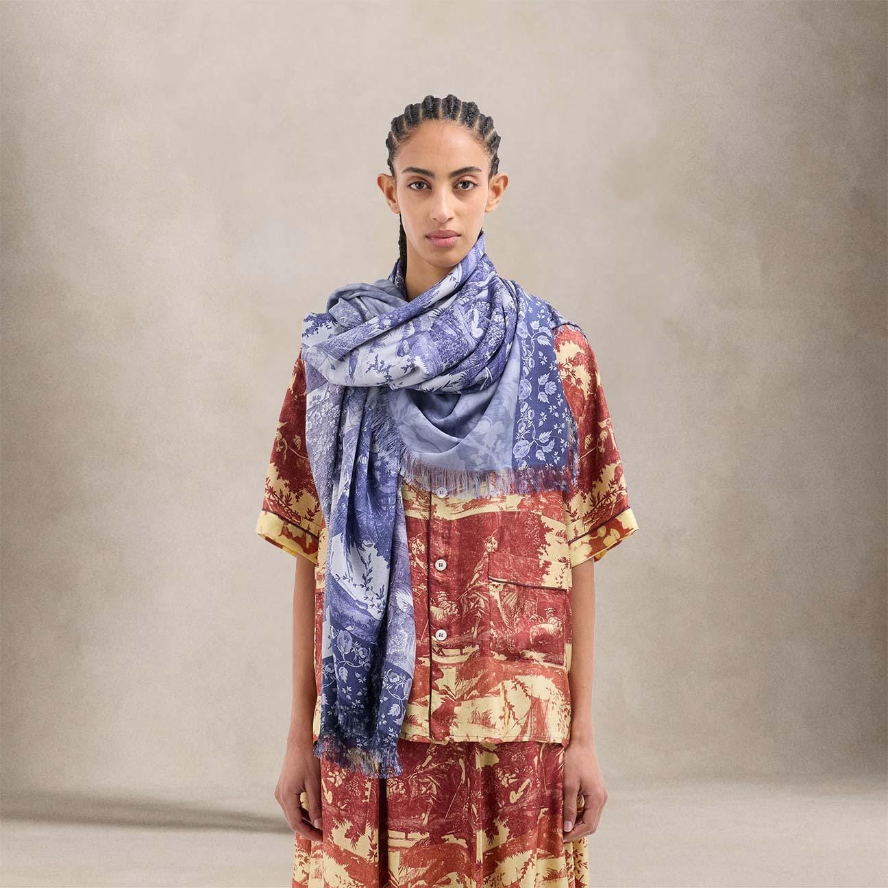 PIERRE LOUIS MASCIA Stola donna Aloe in seta Blue