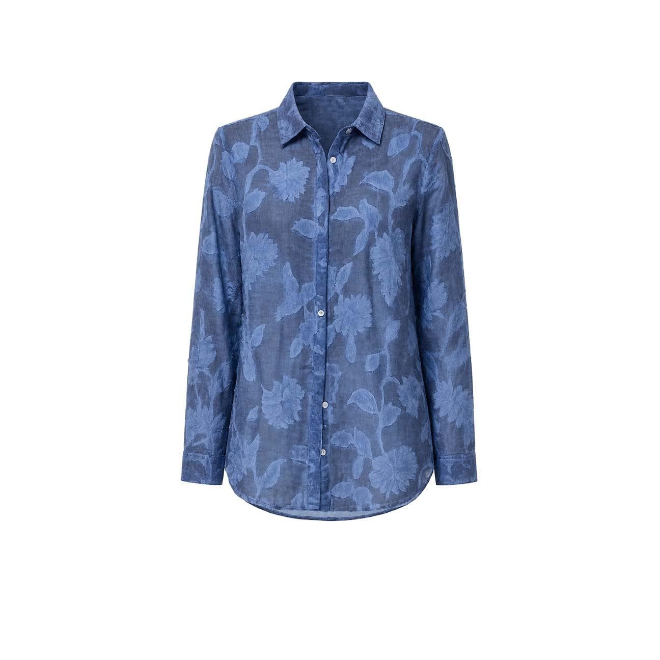 PLOUMANAC'H Camicia donna in cotone tinto freddo Blue