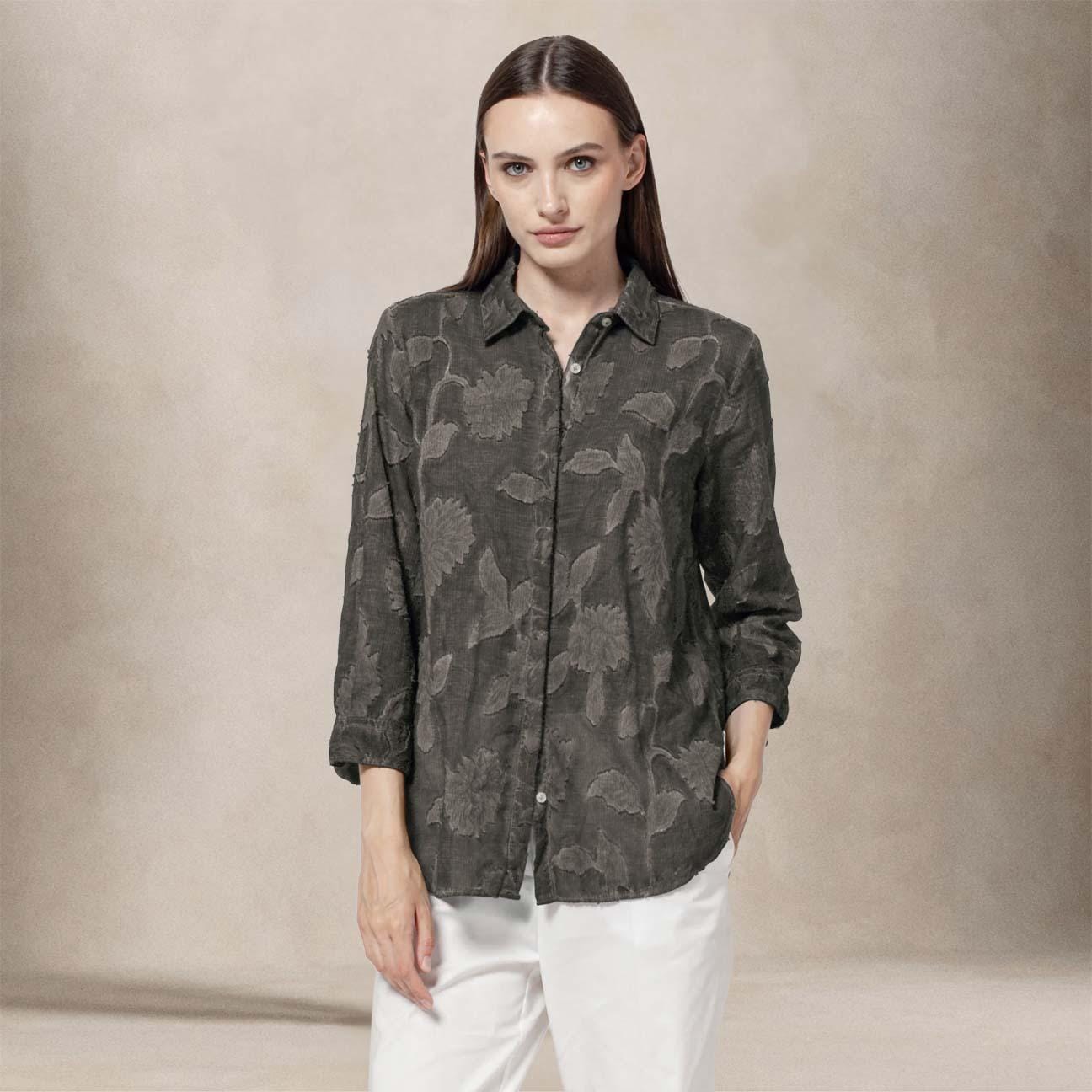 PLOUMANAC'H Camicia donna in cotone tinto freddo Marrone