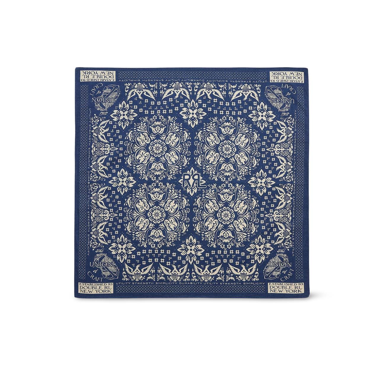 POLO RALPH LAUREN Bandana in cotone indaco stampa floreale