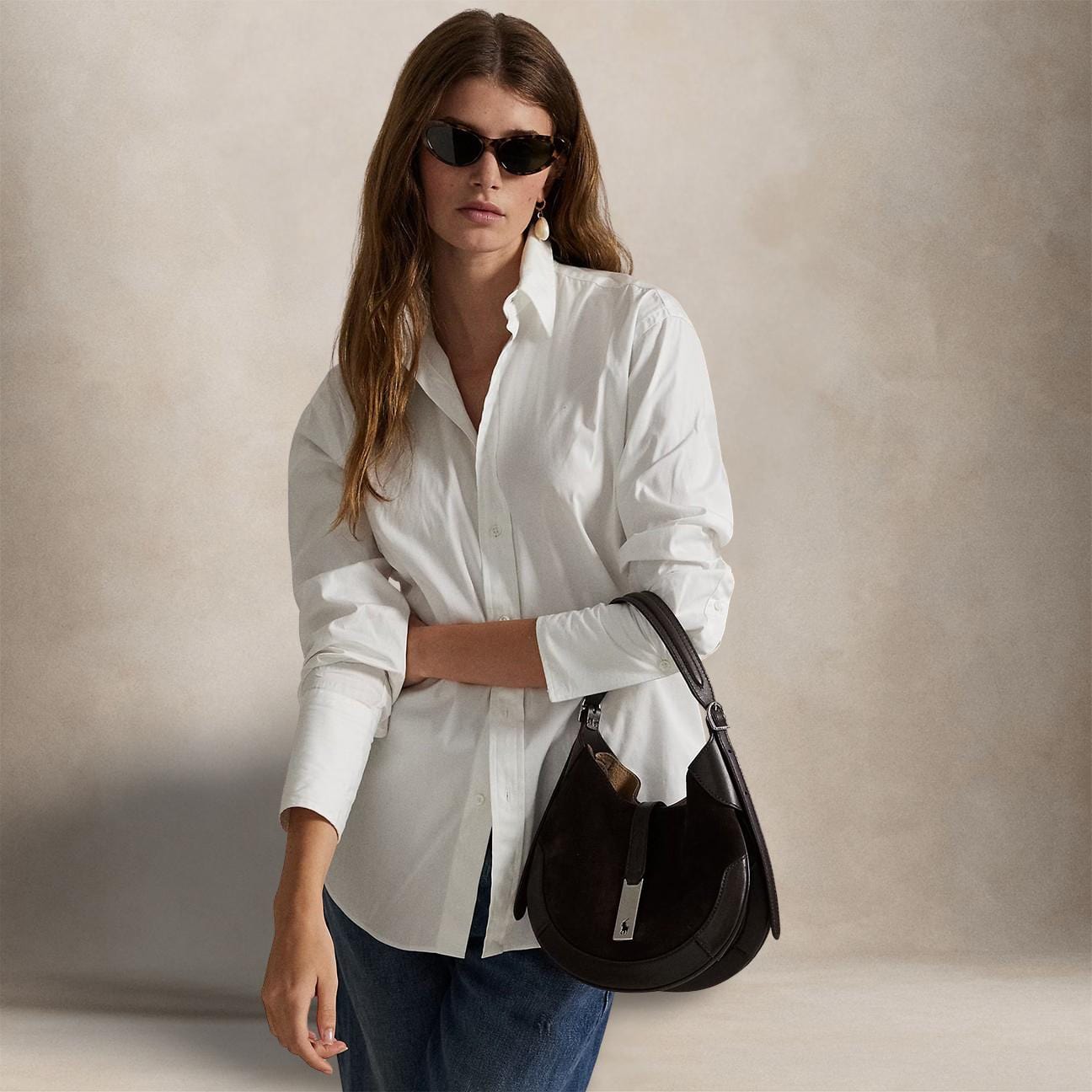 POLO RALPH LAUREN Borsa donna Shoulder Polo ID Marrone