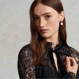 POLO RALPH LAUREN Camicia blouson in pizzo Nero