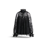 POLO RALPH LAUREN Camicia blouson in pizzo Nero