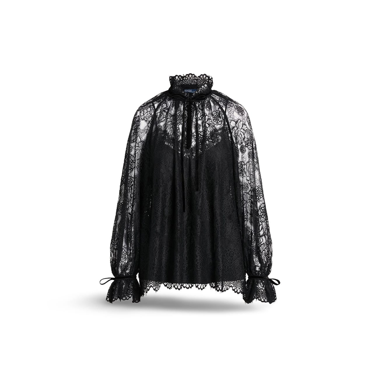 POLO RALPH LAUREN Camicia blouson in pizzo Nero