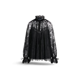 POLO RALPH LAUREN Camicia blouson in pizzo Nero