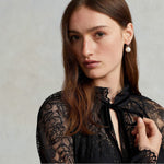 POLO RALPH LAUREN Camicia blouson in pizzo Nero