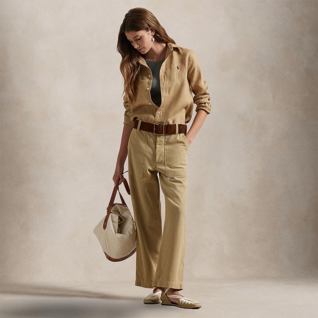 POLO RALPH LAUREN Camicia donna in lino Beige