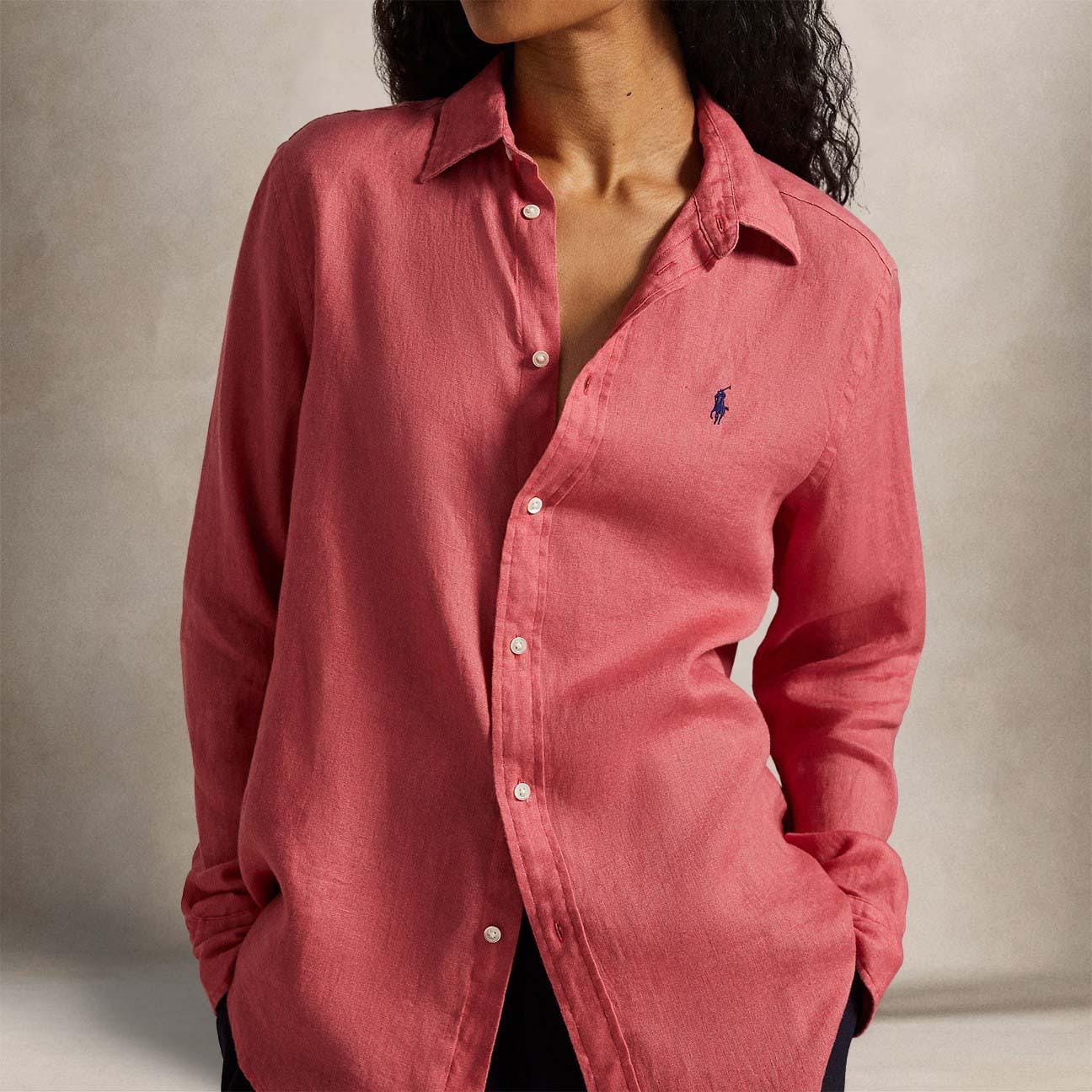POLO RALPH LAUREN Camicia donna in lino Classic Fit Berry