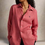 POLO RALPH LAUREN Camicia donna in lino Classic Fit Berry