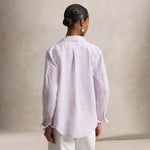 POLO RALPH LAUREN Camicia donna in lino Classic Fit Bianco e Mauve