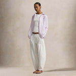 POLO RALPH LAUREN Camicia donna in lino Classic Fit Bianco e Mauve