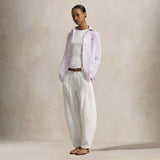 POLO RALPH LAUREN Camicia donna in lino Classic Fit Bianco e Mauve