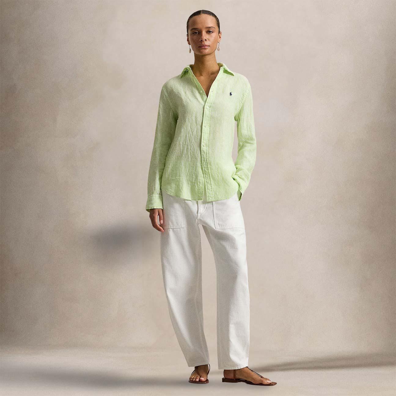 POLO RALPH LAUREN Camicia donna in lino Classic Fit EletricLime