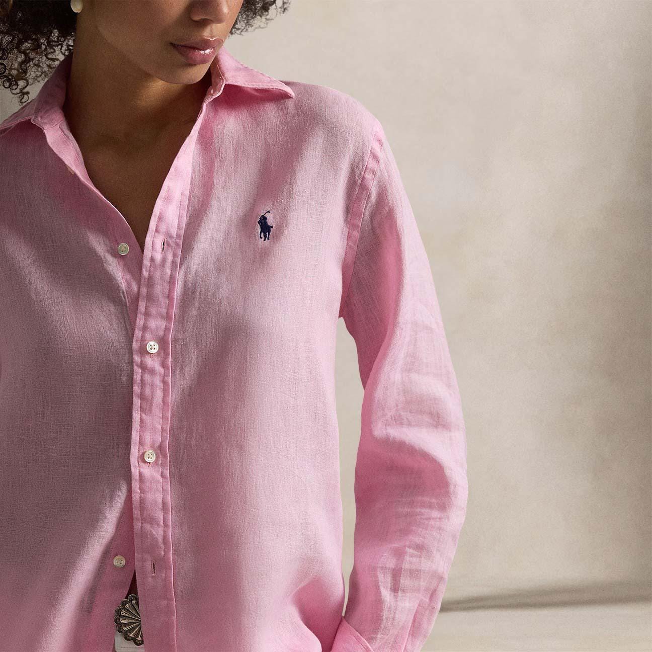 POLO RALPH LAUREN Camicia donna in lino Classic Fit Rosa