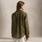 POLO RALPH LAUREN Camicia donna in lino Verde Militare