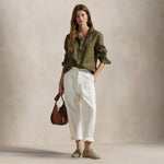 POLO RALPH LAUREN Camicia donna in lino Verde Militare