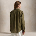 POLO RALPH LAUREN Camicia donna in lino Verde Militare