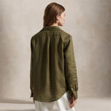 POLO RALPH LAUREN Camicia donna in lino Verde Militare