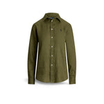POLO RALPH LAUREN Camicia donna in lino Verde Militare