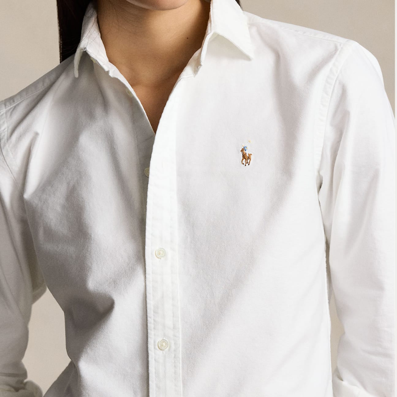 POLO RALPH LAUREN Camicia donna in Oxford Slim Fit Bianco