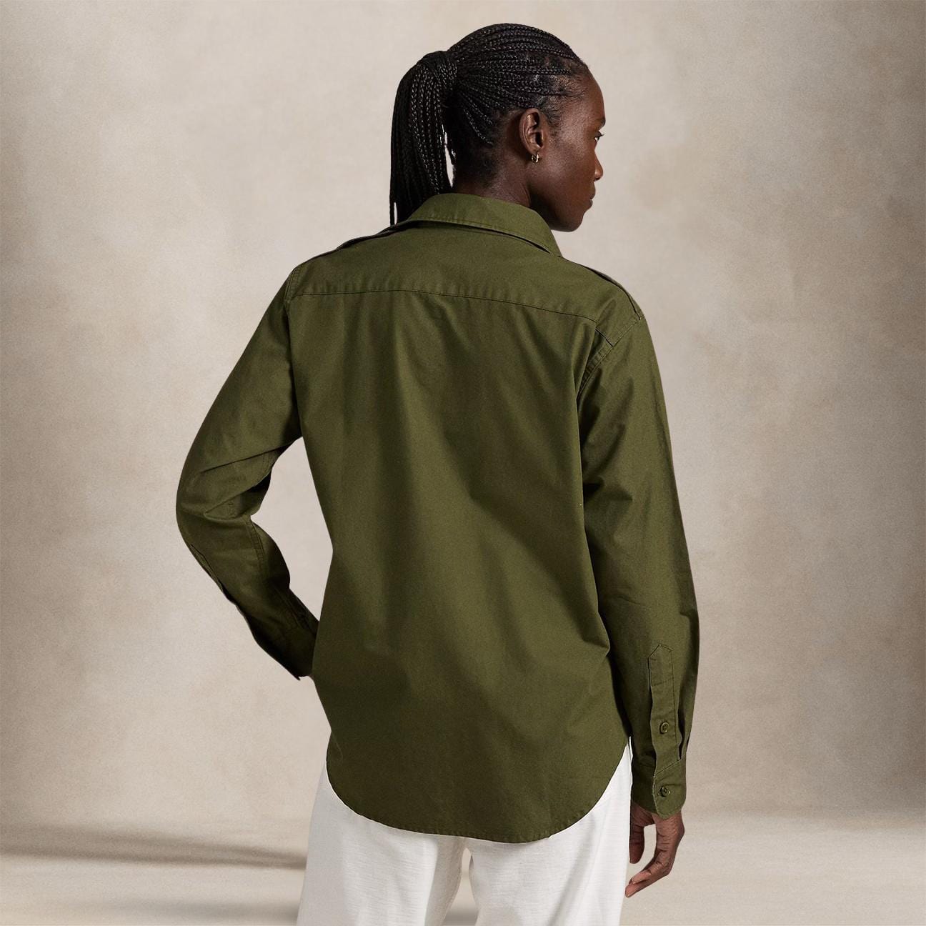 POLO RALPH LAUREN Camicia donna in Twill Verde Militare