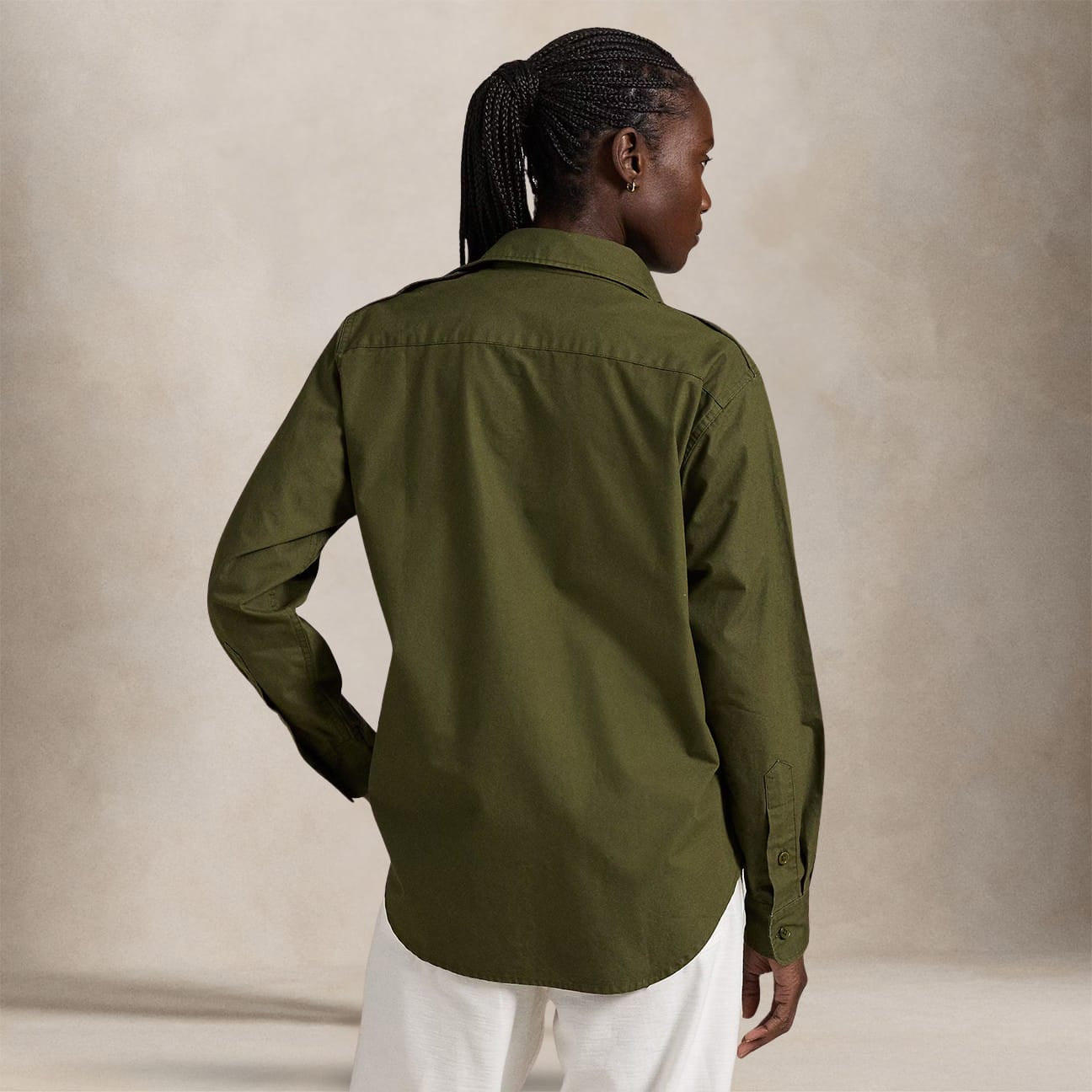 POLO RALPH LAUREN Camicia donna in Twill Verde Militare